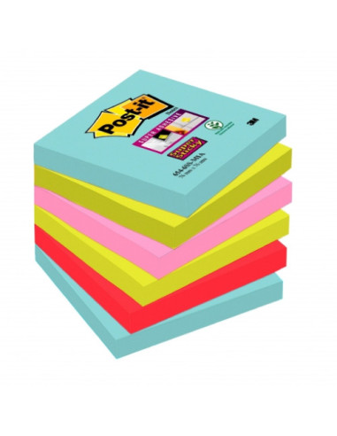 BLISTER BLOC 90 HOJAS NOTAS ADHESIVAS 76X76MM SUPER STICKY 654 COLORES SURTIDOS 6820-SS3N POST-IT 7100172224