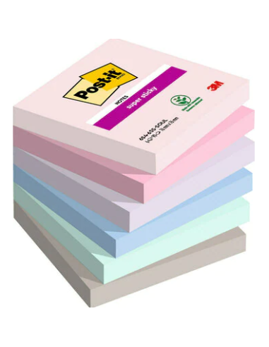 BLISTER BLOC 90 HOJAS NOTAS ADHESIVAS 76X76MM SUPER STICKY 654 COLORES SURTIDOS 6820-SS3N POST-IT 7100172224