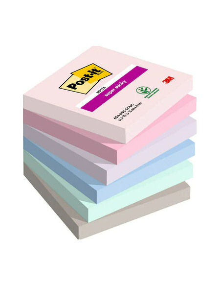 BLISTER BLOC 90 HOJAS NOTAS ADHESIVAS 76X76MM SUPER STICKY 654 COLORES SURTIDOS 6820-SS3N POST-IT 7100172224