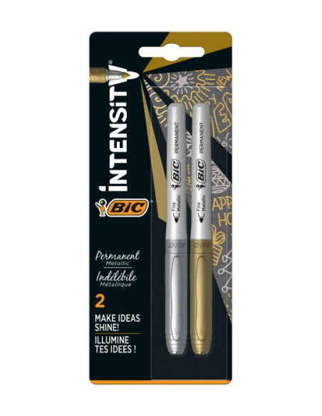 BLISTER CON 2 ROTULADORES PERMANENTE ORO / PLATA BIC 900340