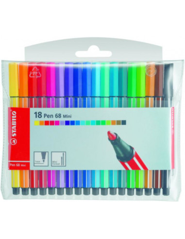 BLISTER ROTULADOR PUNTA FIBRA MEDIA 1MM. PEN 68 DE 20 UNIDADES COLOR PARADE STABILO 6820-04