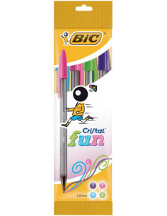 BLISTER 4 BOLIGRAFO CRISTAL FUN PUNTA 1