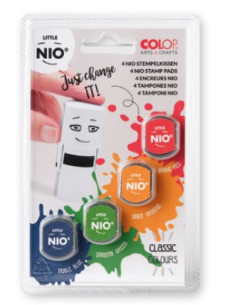 BLISTER 4 RECAMBIOS ALMOHADILLAS LITTLE NIO 4 COLORES SÓLIDOS SURTIDOS COLOP NIL099
