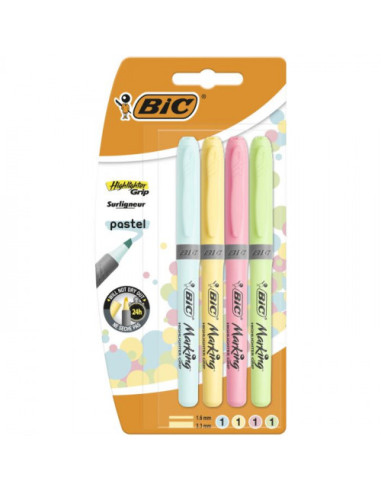 BLISTER 4 MARCADORES FLUORESCENTE COLORES PASTEL BIC 964859