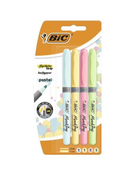 BLISTER 4 MARCADORES FLUORESCENTE COLORES PASTEL BIC 964859 BLISTER 4 MARCADORES FLUORESCENTE COLORES PASTEL BIC 964859