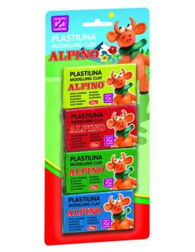 BLISTER 4 UNIDADES PLASTILINA ALPINO DE 50 GRS ALPINO DP000934