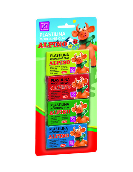 BLISTER 4 UNIDADES PLASTILINA ALPINO DE 50 GRS ALPINO DP000934