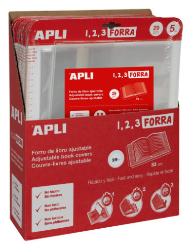 BLISTER CON 5 FORROS PARA LIBROS CON SOLAPA...