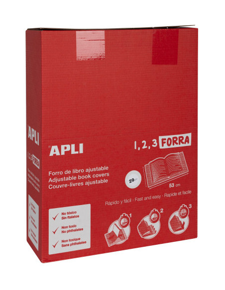 BLISTER CON 5 FORROS PARA LIBROS CON SOLAPA AJUSTABLE PP 290 MM APLI 16913