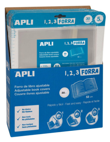 BLISTER CON 5 FORROS PARA LIBROS CON SOLAPA...