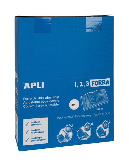 BLISTER CON 5 FORROS PARA LIBROS CON SOLAPA AJUSTABLE PP 300 MM APLI 16914