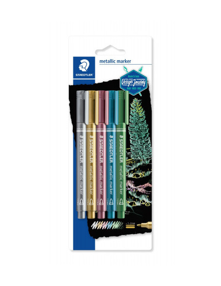 BLÍSTER CON 5 MARCADORES METÁLICOS EN COLORES ORO BLÍSTER CON 5 MARCADORES METÁLICOS EN COLORES ORO