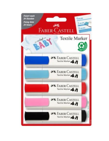 BLÍSTER CON 5 ROTULADORES TEXTILES COLORES BABY-PARTY FABER CASTELL 159530