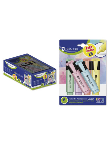 BLISTER 6 ROTULADOR FLUORESCENTE PASTEL BISMARK 327742