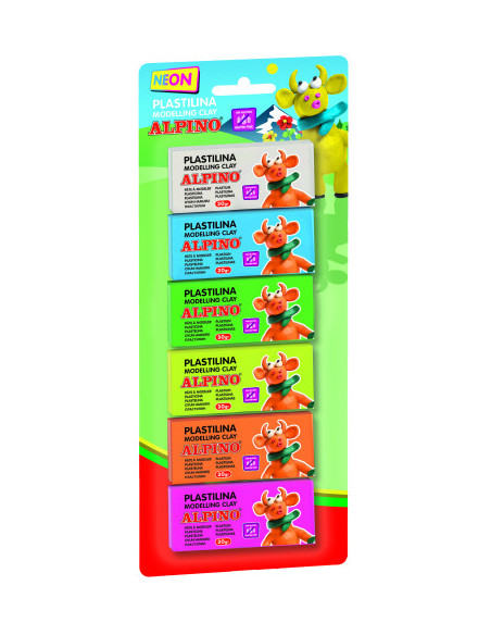 BLISTER 6 UNIDADES PLASTILINA ALPINO 30 GRS.FLUORESCENTE ALPINO DP000936
