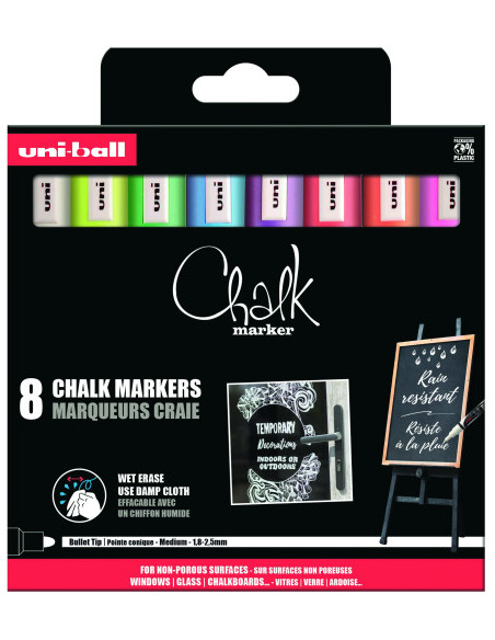 BLISTER 8 ROTULADORES EFECTO TIZA MODELO PWE 5M COLORES BLANCO