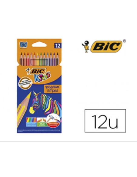 BLISTER 12 LAPICES DE COLORES EVO STRIPES COLORES SURTIDOS BIC 9505222