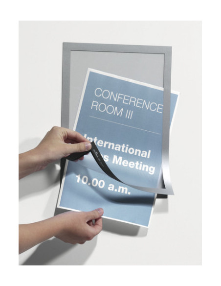 BLISTER DE 2 MARCOS PARA CARTELES AUTOADHESIVO MAGNETICO DURAFRAME A4 PLATA DURABLE 4872-23