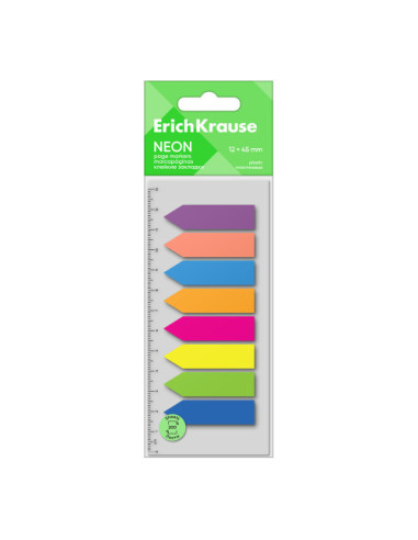 BLISTER 200 MARCAPAGINAS NEON FLECHAS 12X45MM 8 COLORES ERICH KRAUSE 61559 ERICH