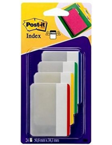 BLISTER DISPENSADOR 24 MARCADORES INDEX RÍGIDO PLANO 51X38MM VERDE/AZUL/AMARILLO/ROJO 686F-1 POST-IT 7000029877