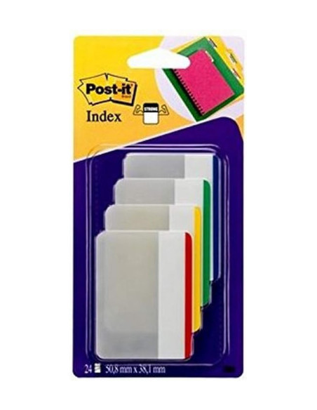 BLISTER DISPENSADOR 24 MARCADORES INDEX RÍGIDO PLANO 51X38MM VERDE/AZUL/AMARILLO/ROJO 686F-1 POST-IT 7000029877