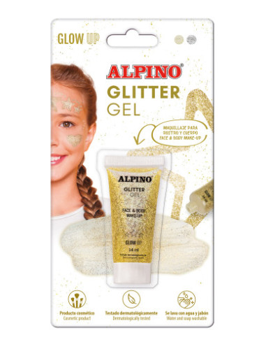 BLÍSTER GEL TRANSPARENTE CON PURPURINA DORADO ALPINO DL000606