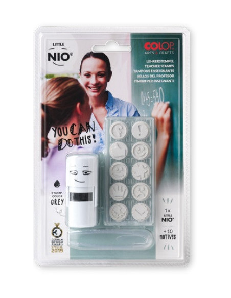 BLISTER IMPRENTILLA LITTLE NIO 10 PICTOS TEMÁTICA "PROFESORADO" COLOP NIL006
