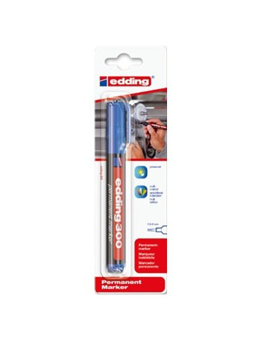 BLISTER MARCADOR PERMANENTE CON PUNTA REDONDA. COLOR: AZUL. EDDING E-300/1-03
