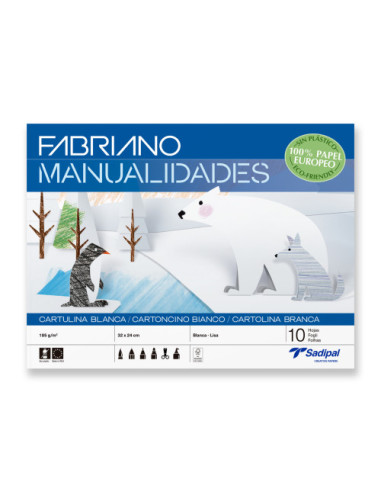 BLOC 10 HOJAS MANUALIDADES CARTULINA BLANCA FABRIANO S0400003