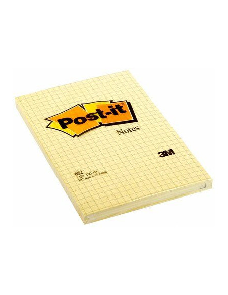 BLOC 100 HOJAS NOTAS GRANDES ADHESIVAS 101X152MM CANARY YELLOW CUADRÍCULA 662N POST-IT 7100172739