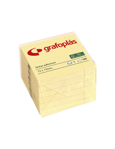 BLOC 100 NOTAS ADHESIVAS 75X75MM AMARILLAS GRAFOPLAS 65205460