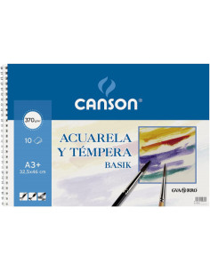 BLOC ESCOLAR BASIK 370 GR. PARA TÉMPERA Y ACUARELA  A3+ 10 HOJAS GUARRO CANSON C200400697