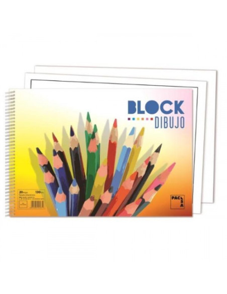 BLOCKS DE DIBUJO COLOURS 130GR.TAMAÑO FOLIO 20 HOJAS LISO SIN RECUADRO PACSA 18837