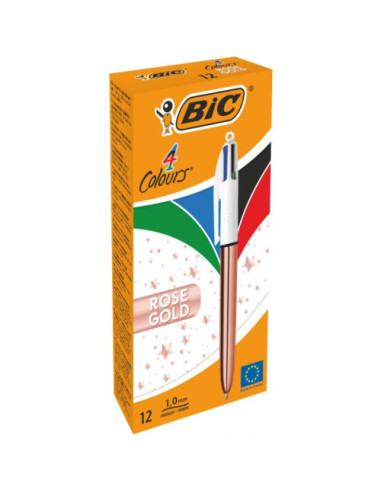 BOLÍGRAFO 4 COLORES PINK GOLD BIC 504894