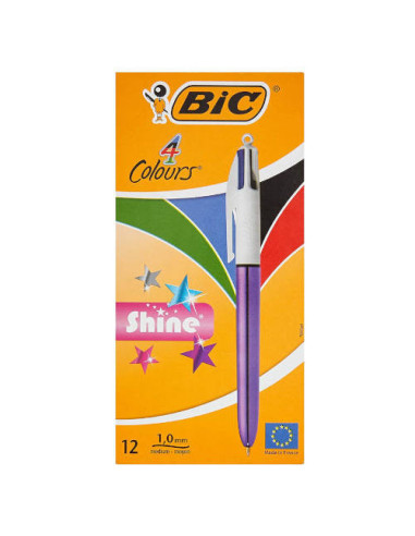 BOLIGRAFO DE 4 COLORES SHINE 1MM CON CUERPO PURPURA METÁLICO BIC 982876