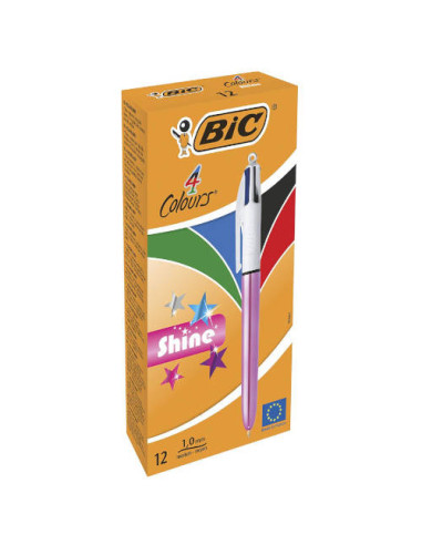 BOLIGRAFO DE 4 COLORES SHINE 1MM CON CUERPO ROSA METÁLICO BIC 982875