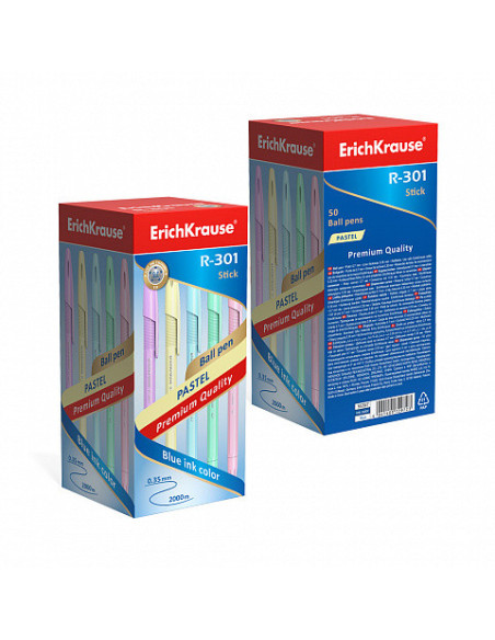 BOLIGRAFO DE BOLA R-301 PASTEL STICK 0.7, COLOR DE LA TINTA AZUL ERICH KRAUSE 55387