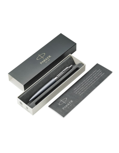 BOLIGRAFO PARKER PARKER JOTTER XL ALEXANDRA GRIS MATE RIBETE DE COLOR CROMO PLUMÍN MEDIO TINTA AZUL PARKER 2068360