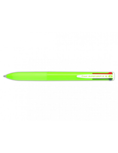 BOLIGRAFO SUPERGRIP G - 4 COLORES - CUERPO COLOR- VERDE LIMA PILOT BPKGG-35M-LG