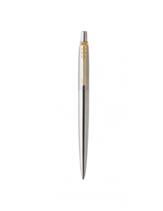 BOLÍGRAFO RETRÁCTIL JOTTER DE ACERO INOXIDABLE CON RIBETE DORADO PUNTO MEDIO TINTA AZUL PARKER 1953182