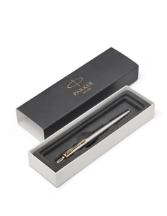BOLÍGRAFO RETRÁCTIL JOTTER DE ACERO INOXIDABLE CON RIBETE DORADO PUNTO MEDIO TINTA AZUL PARKER 1953182 2