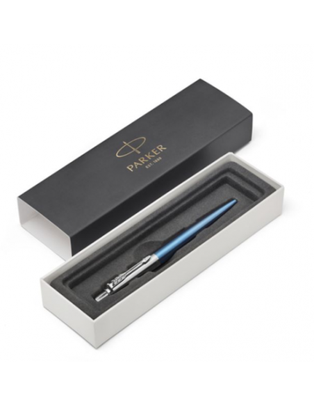 BOLIGRAFO RETRÁCTIL PARKER JOTTER WATERLOO AZUL CON RIBETE CROMADO PUNTO MEDIO TINTA AZUL PARKER 1953191
