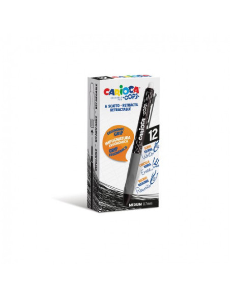 CAJA 12 BOLIGRAFOS OOPS CLIP NEGRO CARIOCA 43043/01