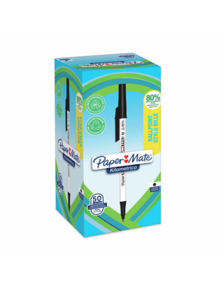 CAJA 50 BOLÍGRAFOS PAPER MATE KILOMÉTRICO PUNTA MEDIANA (1