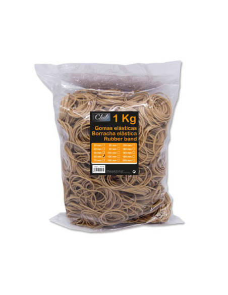 BOLSA 1 KG. GOMAS ELASTICAS Nº 60 DE 6 CM. LARGO OFFICE CLUB 300827