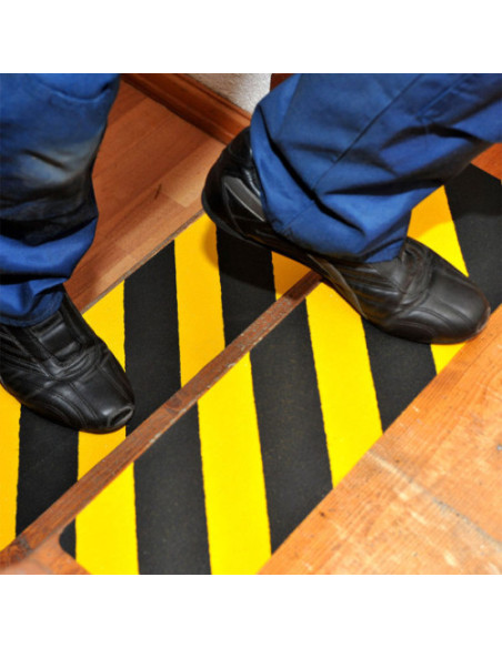 BOLSA 1 TIRA ADHESIVA ANTIDESLIZANTE 150X610MM AMARILLO/NEGRO TARIFOLD 197614