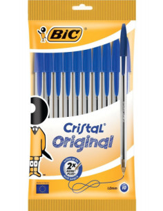 BOLSA 10 BOLIGRAFOS CRISTAL CON CUERPO TRANSPARENTE TRAZO 0