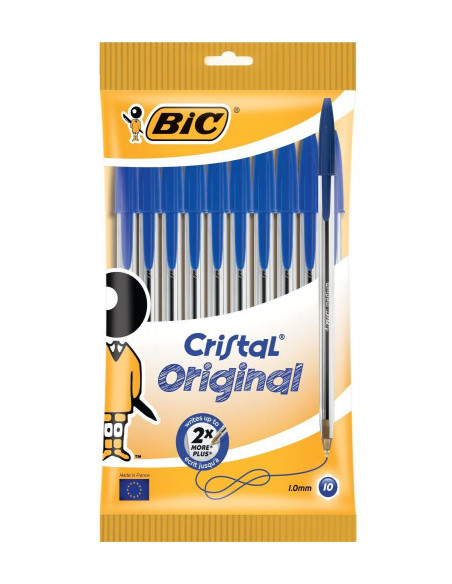 BOLSA 10 BOLIGRAFOS CRISTAL CON CUERPO TRANSPARENTE TRAZO 0