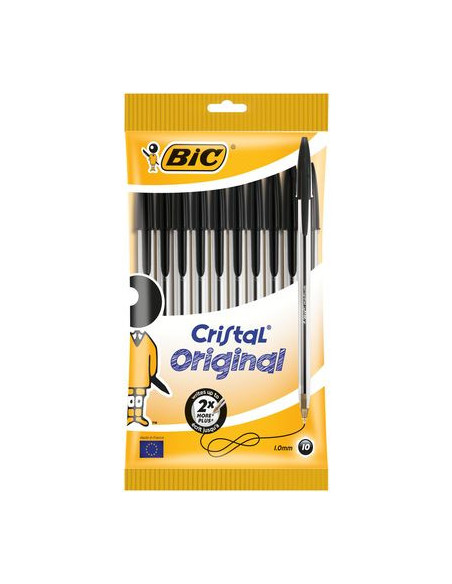 BOLSA 10 BOLIGRAFOS CRISTAL CON CUERPO TRANSPARENTE TRAZO 0