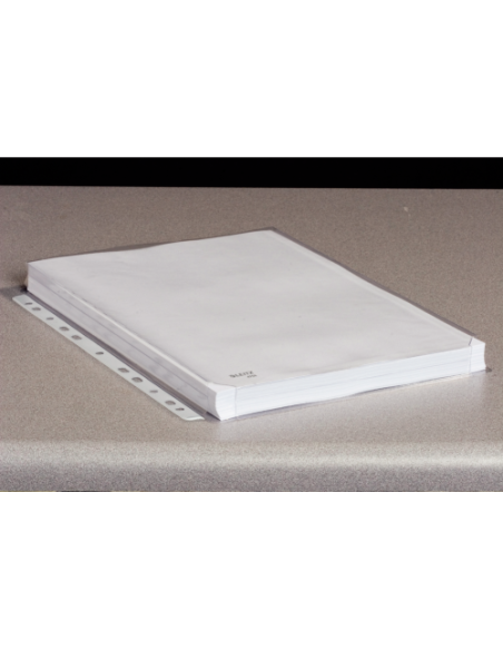 BOLSA 10 FUNDAS FUELLE SIN SOLAPA MULTITALADRO GRAN CAPACIDAD FORMATO A4 170 MICRAS PVC TRANSPARENTE LEITZ 47561003